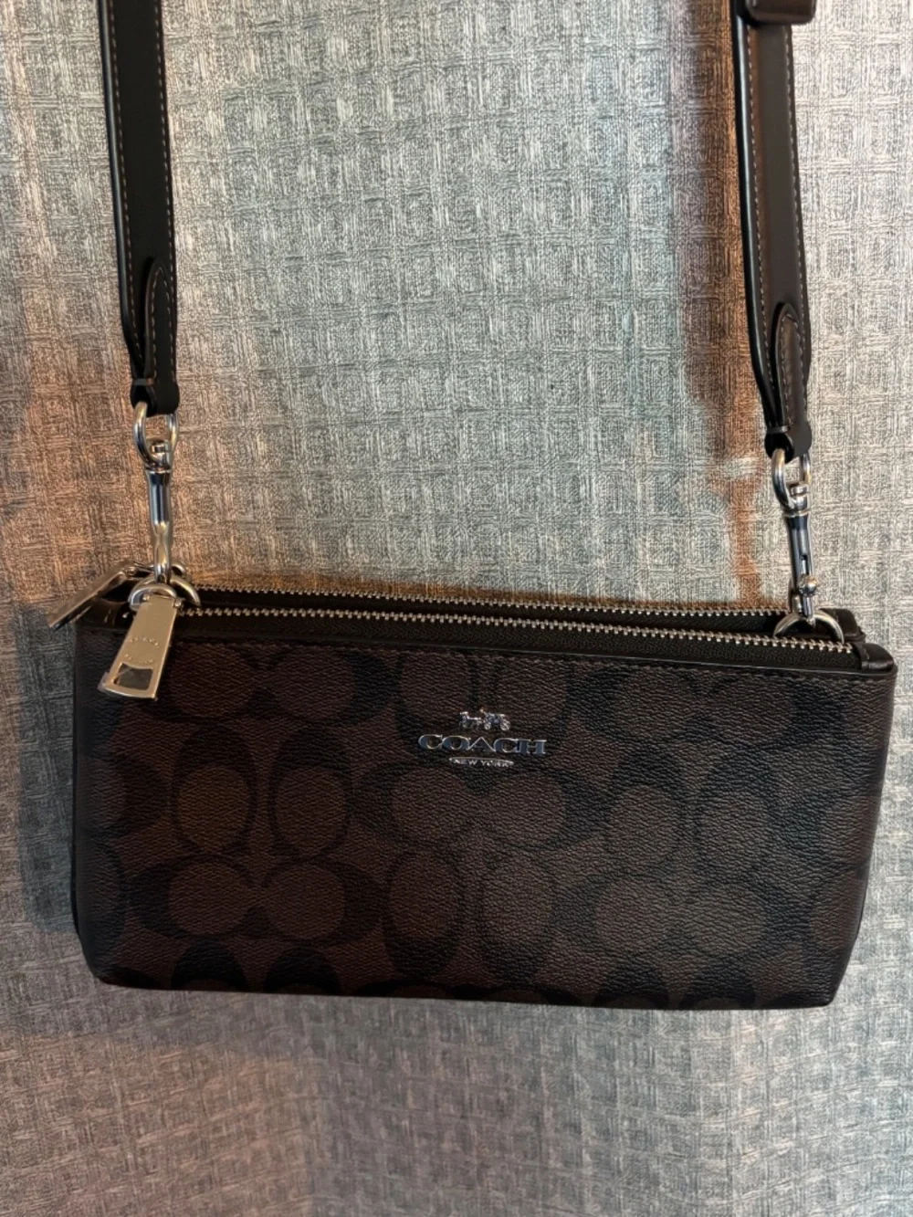 Coach Double Zip Crossbody Bag In Signature Canvas